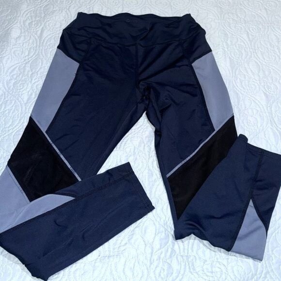 Womens Color Block Active Leggings 1X Polyester Spandex - Picture 4 of 8